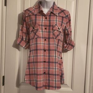 Women's Pink Plaid Flannel Shirt